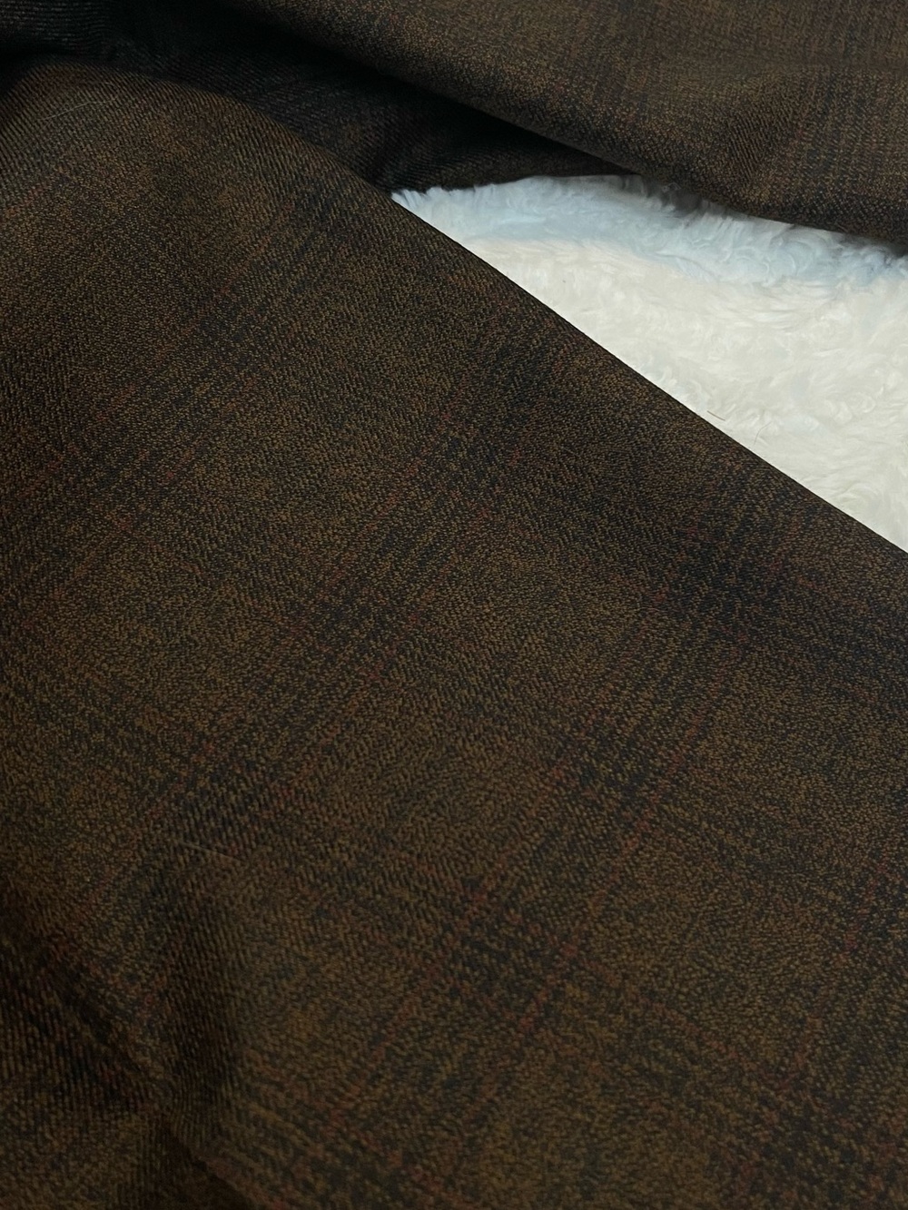 NWOT Banana Republic Wool Brown Plaid Double Pleat Wide-Leg Pants - Picture 4 of 16